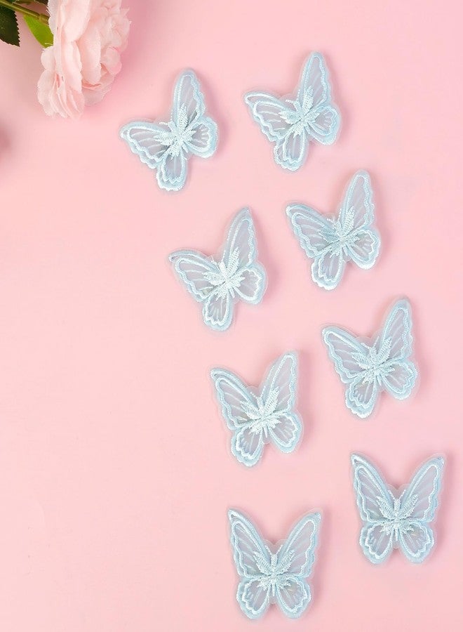 AIBFRID 12Pcs Blue Butterfly Hair Clips, Cute Lace Embroidery Flower Butterfly Hair Bow for Women Girls Fairy Hair Accessories Halloween Christmas Party Decor (Blue) - Image 4